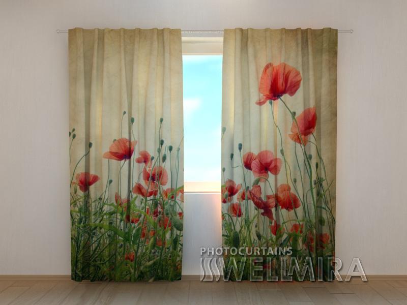 3D Aizkari Retro Poppies - E-interjers