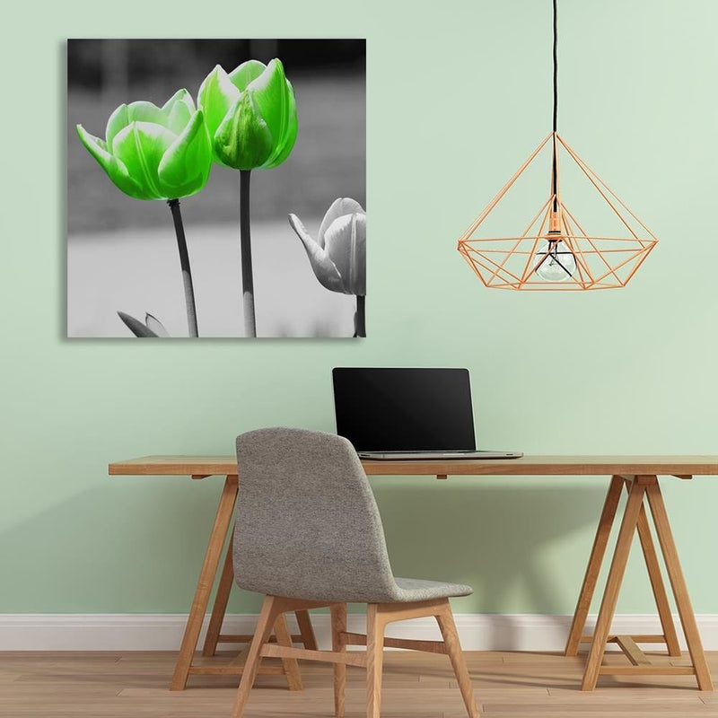 Dekoratīvais panelis - Green Poppies In Gray  Home Trends Deco