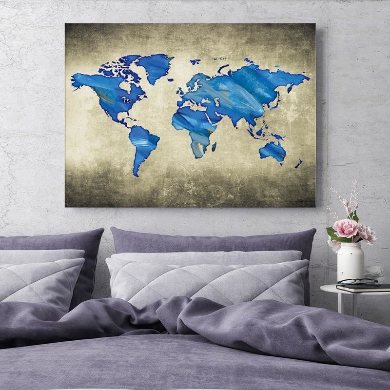 Dekoratīvais panelis - Navy Blue Map Of The World  Home Trends Deco