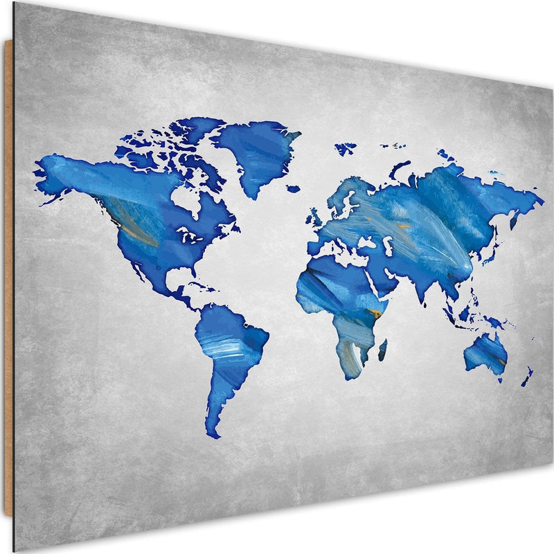 Dekoratīvais panelis - Navy Blue Map Of The World On Concrete  Home Trends Deco