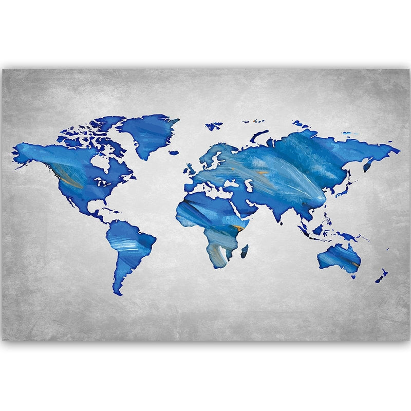 Dekoratīvais panelis - Navy Blue Map Of The World On Concrete  Home Trends Deco