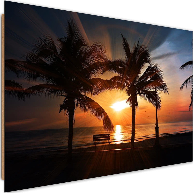 Dekoratīvais panelis - Palm Trees By The Sea At Sunset  Home Trends Deco