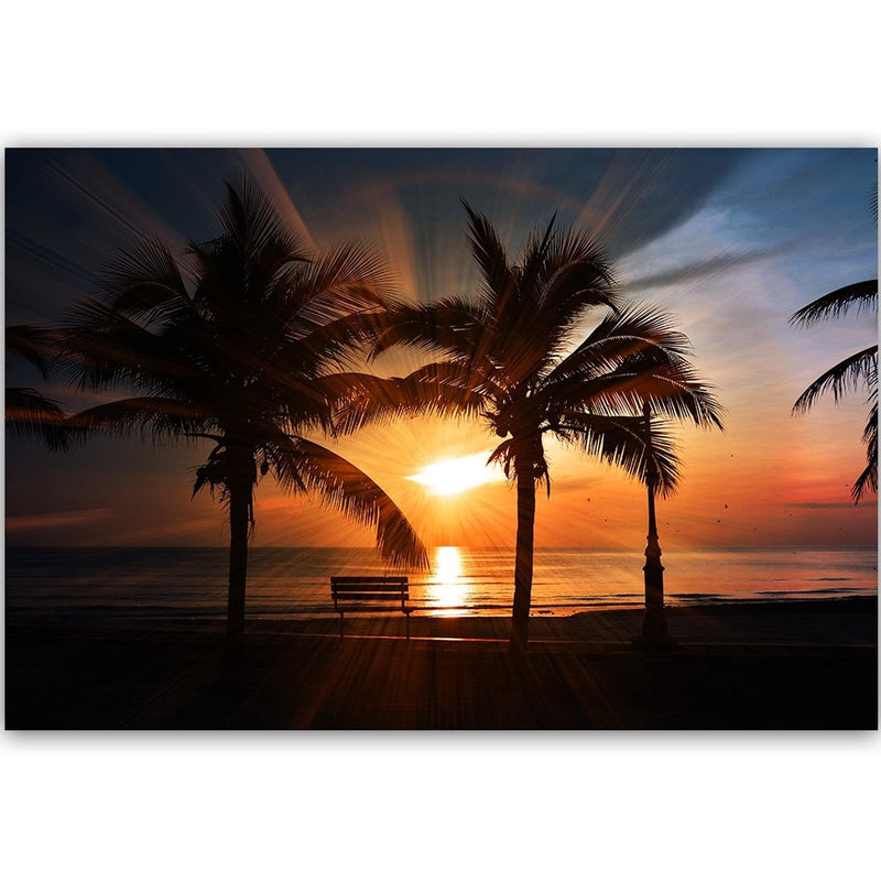 Dekoratīvais panelis - Palm Trees By The Sea At Sunset  Home Trends Deco