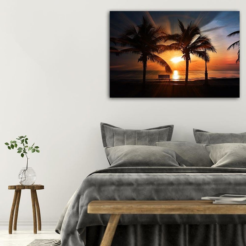 Dekoratīvais panelis - Palm Trees By The Sea At Sunset  Home Trends Deco