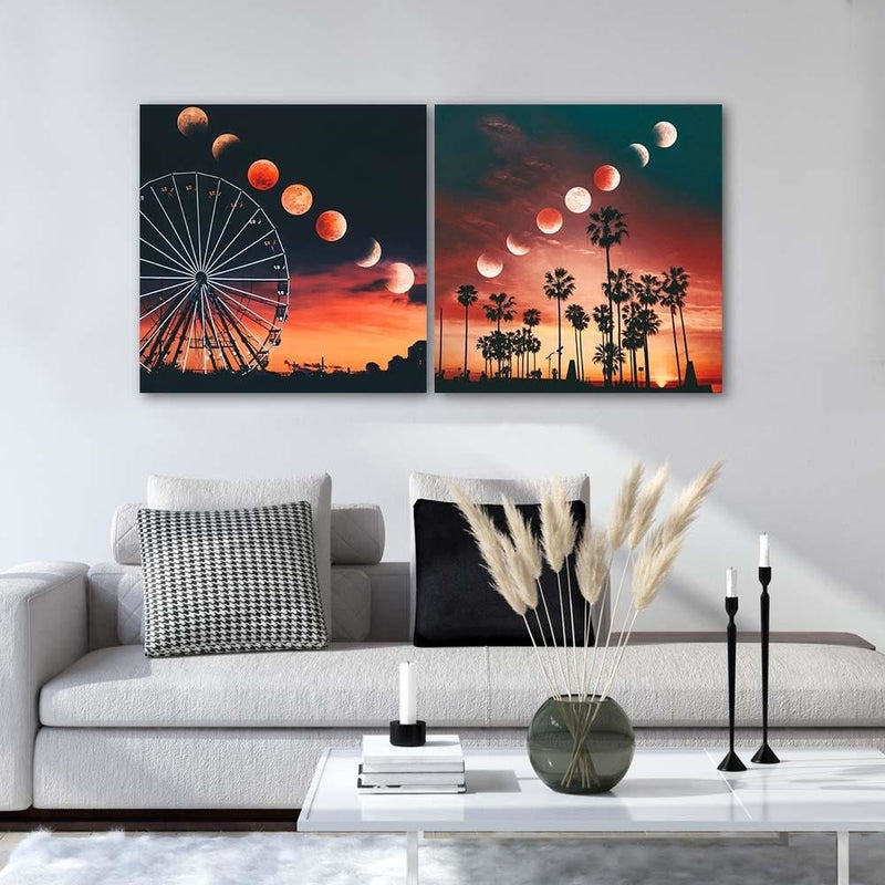 Dekoratīvais panelis - Phases Of The Moon Over Palm Trees  Home Trends Deco