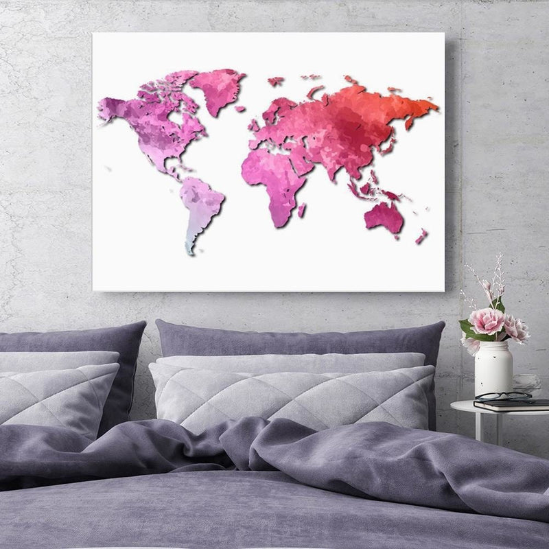 Dekoratīvais panelis - Pink World Map  Home Trends Deco