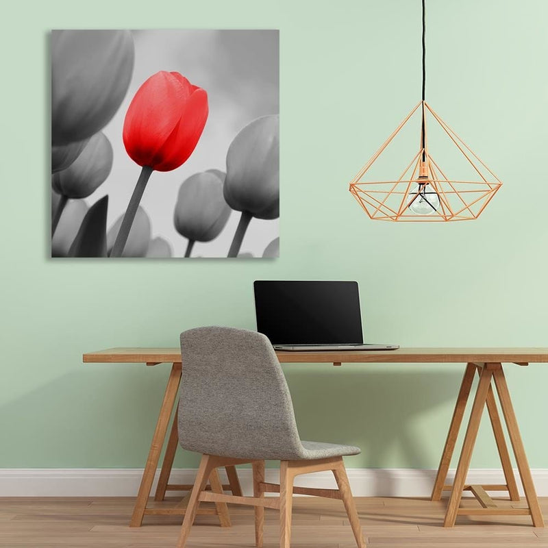 Dekoratīvais panelis - Red Tulip In Gray  Home Trends Deco