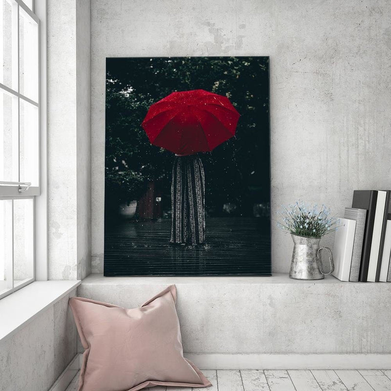 Dekoratīvais panelis - Red Umbrella In The Rain  Home Trends Deco