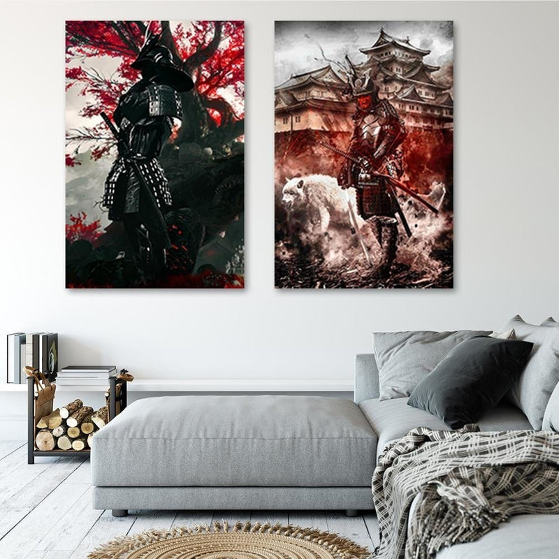 Dekoratīvais panelis - Samurai And White Wolf  Home Trends Deco