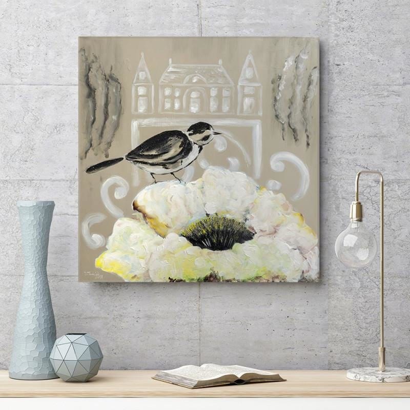 Dekoratīvais panelis - White Flower And Black Bird  Home Trends Deco