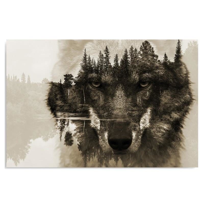 Dekoratīvais panelis - Wolf On A Background Of Forest Brown  Home Trends Deco