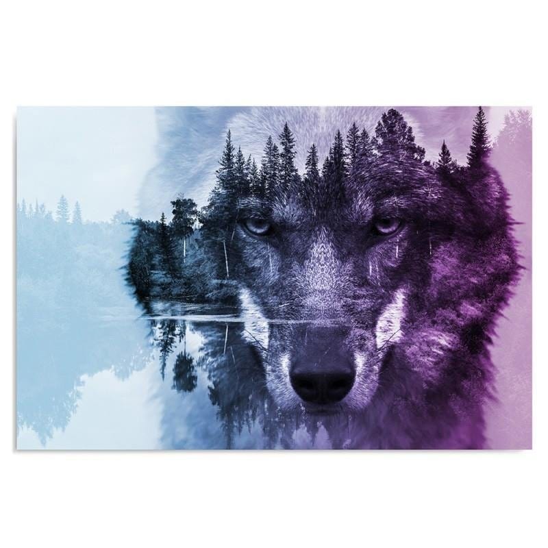 Dekoratīvais panelis - Wolf On The Forest Background Purple  Home Trends Deco