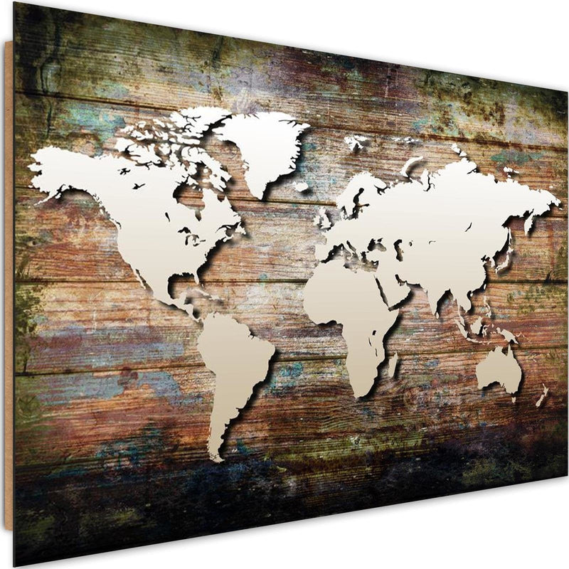 Dekoratīvais panelis - World Map On Old Boards  Home Trends Deco