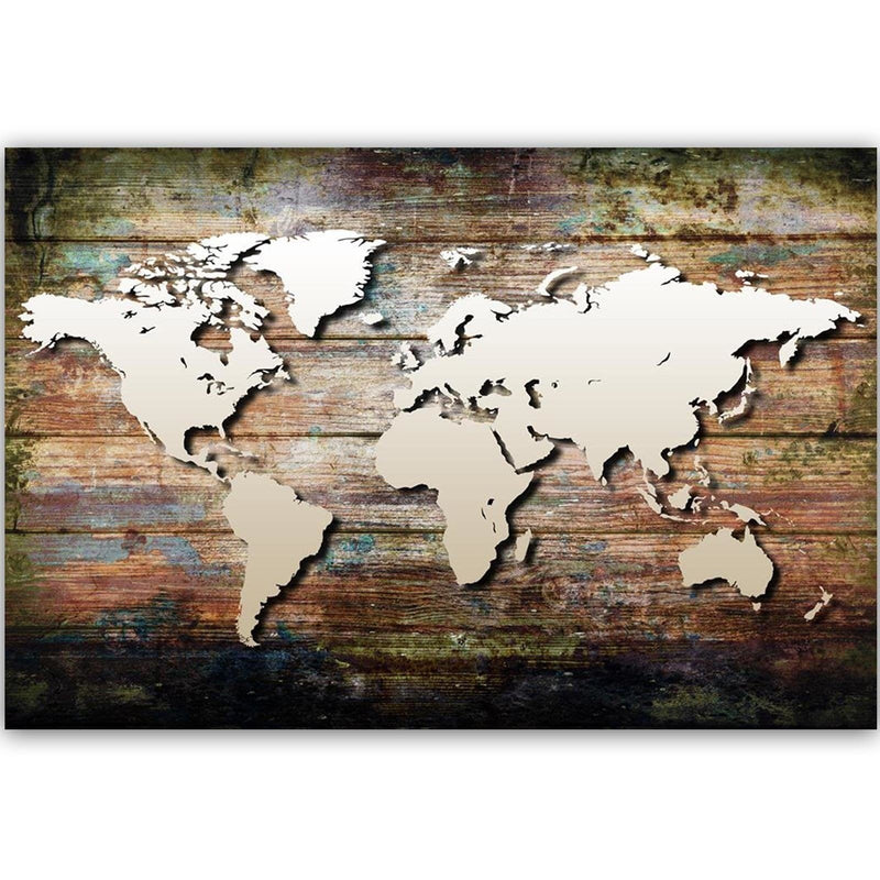 Dekoratīvais panelis - World Map On Old Boards  Home Trends Deco