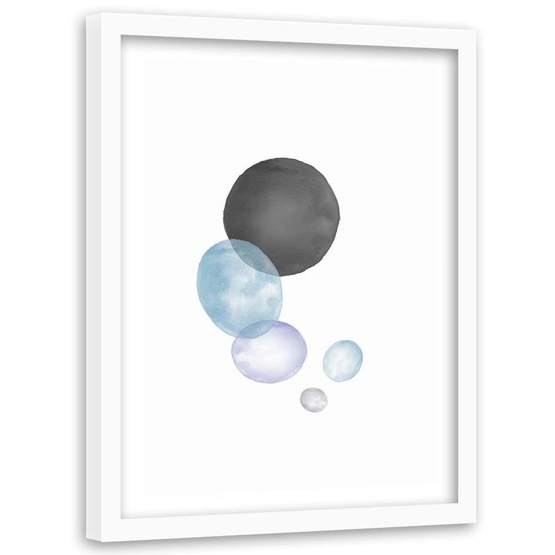 Glezna baltā rāmī - Black And Blue Circles  Home Trends DECO