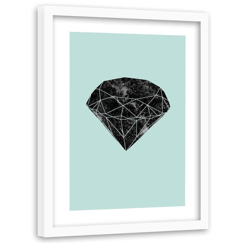 Glezna baltā rāmī - Black Diamond On A Blue Background  Home Trends DECO