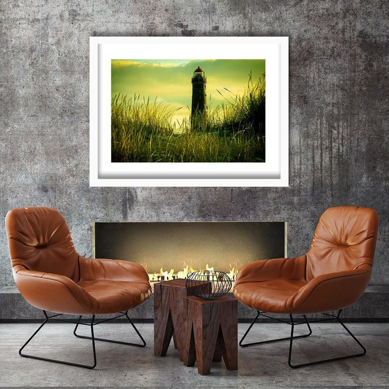 Glezna baltā rāmī - View Of The Lighthouse 4  Home Trends DECO