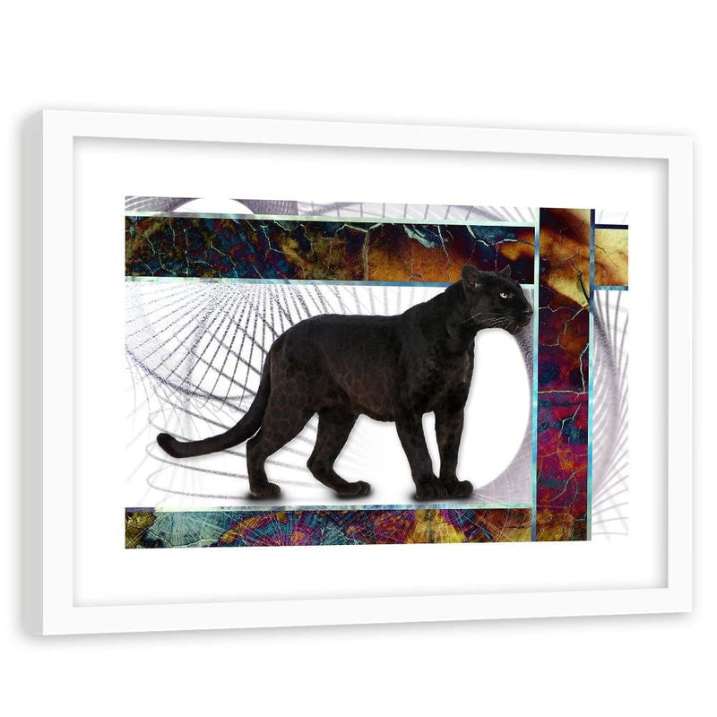 Glezna baltā rāmī - Vigilant Panther  Home Trends DECO