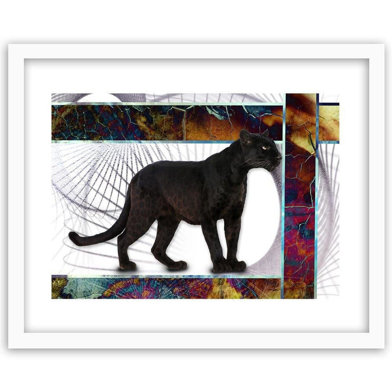 Glezna baltā rāmī - Vigilant Panther  Home Trends DECO