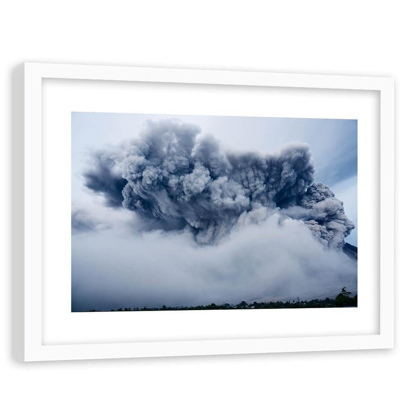 Glezna baltā rāmī - Volcano Explosion  Home Trends DECO