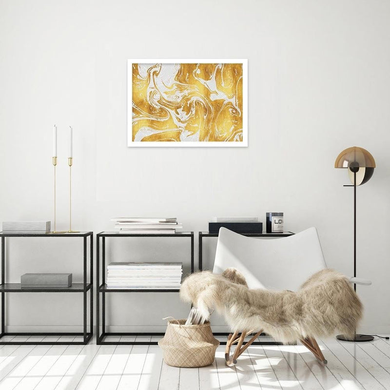 Glezna baltā rāmī - White-Gold Abstraction  Home Trends DECO