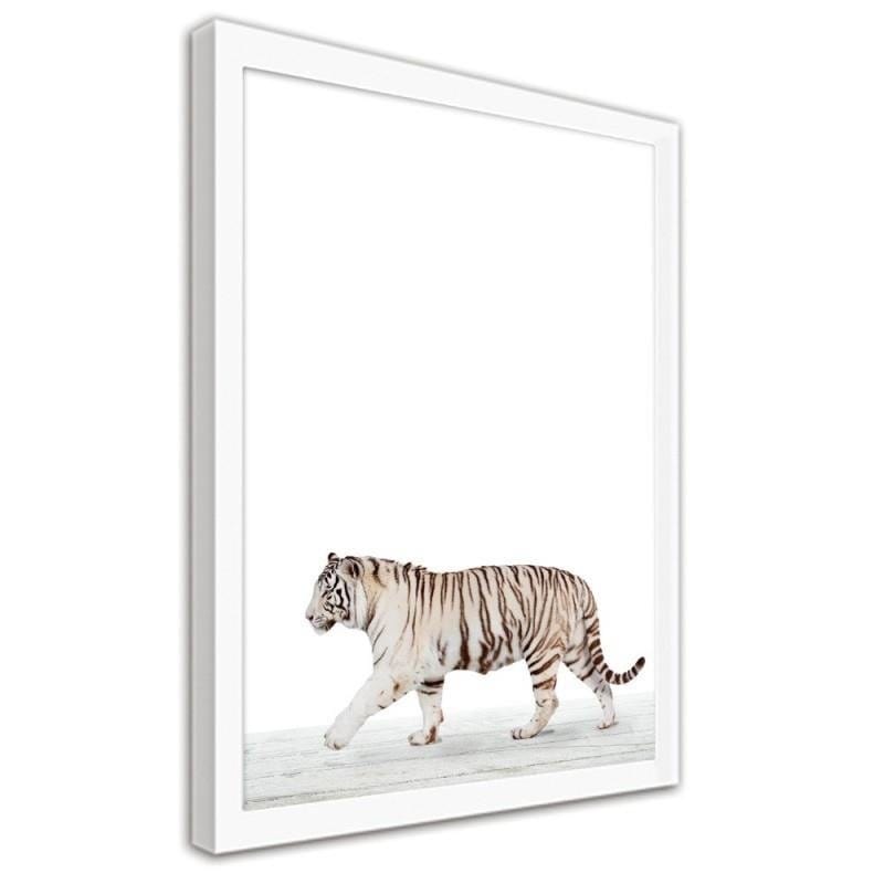 Glezna baltā rāmī - White tiger  Home Trends DECO