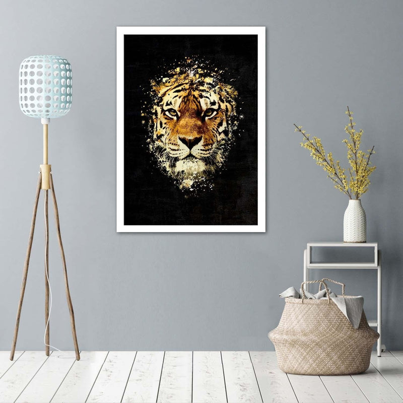 Glezna baltā rāmī - Wild Tiger  Home Trends DECO