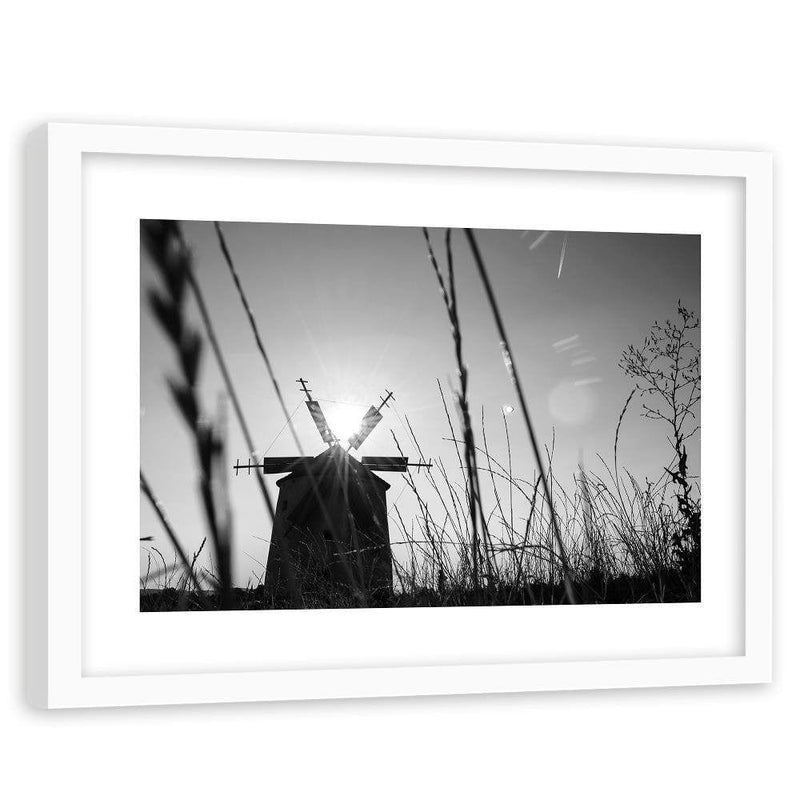 Glezna baltā rāmī - Windmill At Sunset 2  Home Trends DECO