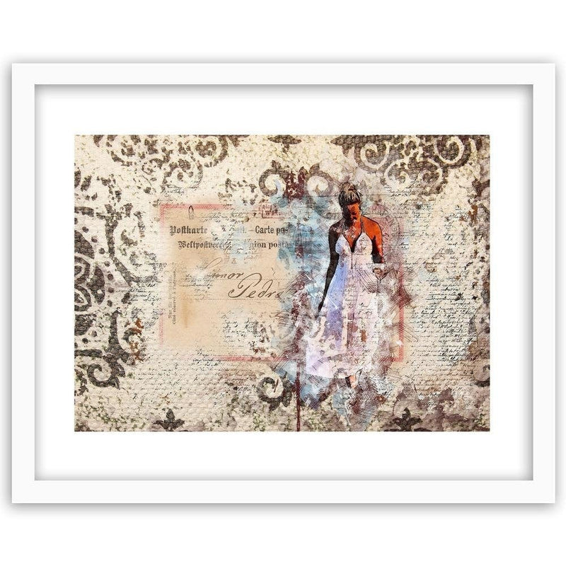 Glezna baltā rāmī - Woman In White Dress  Home Trends DECO