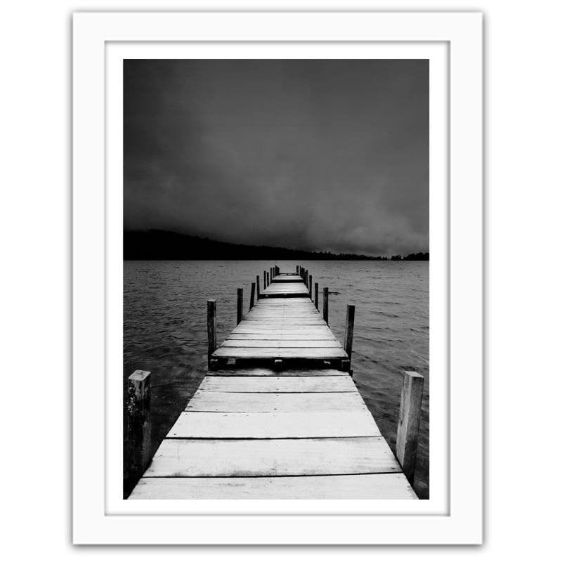 Glezna baltā rāmī - Wooden bridge in black and white  Home Trends DECO