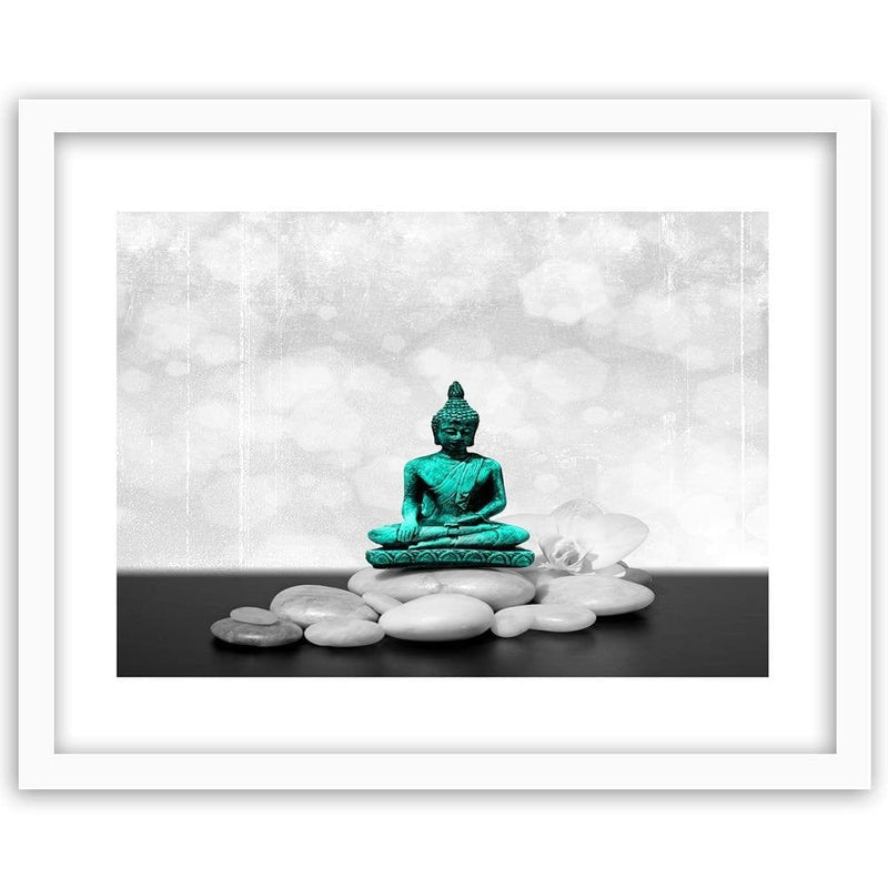 Glezna baltā rāmī - Zen Buddha On The Rocks  Home Trends DECO