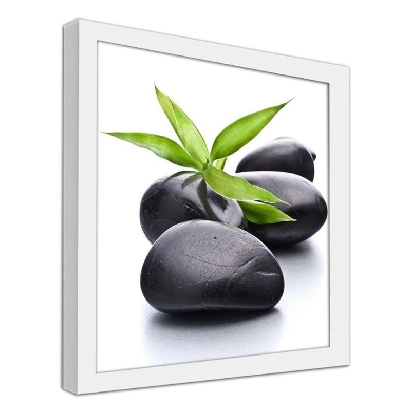 Glezna baltā rāmī - Zen pebbles and leaves  Home Trends DECO