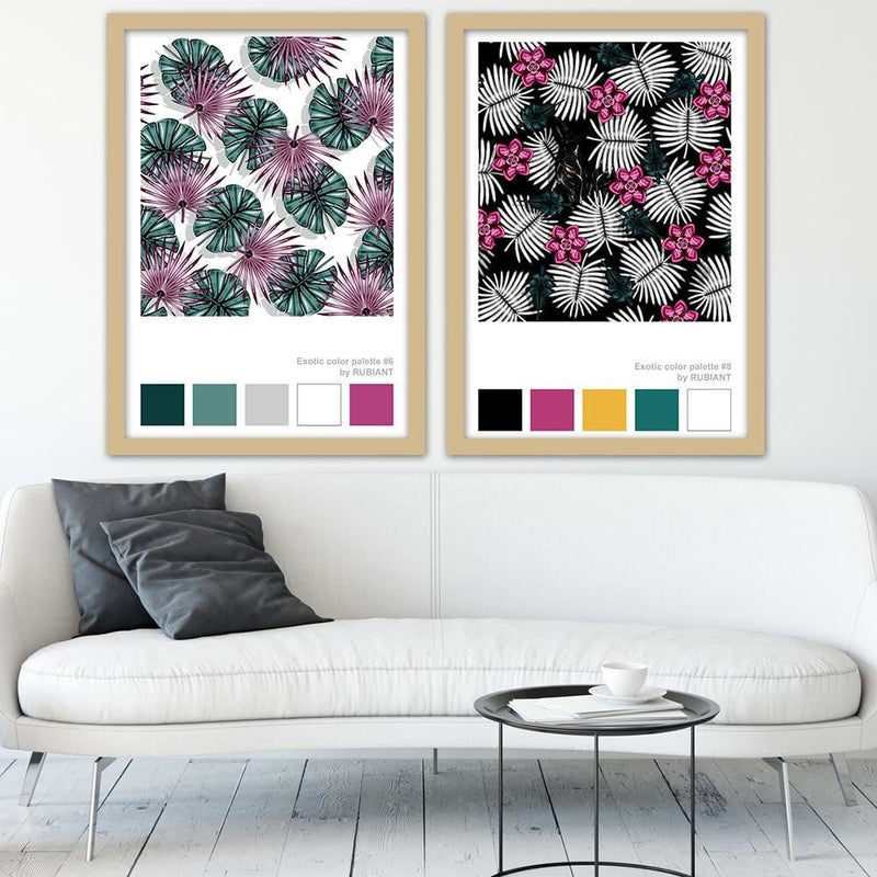 Glezna bēšā rāmī - Artwork Tropical Pink  Home Trends DECO