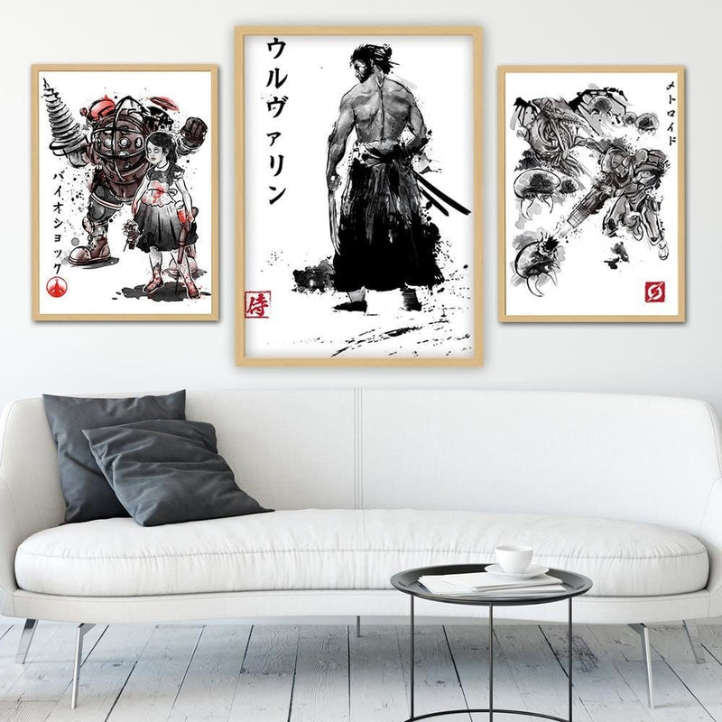 Glezna bēšā rāmī - Immortal Samurai Black And White  Home Trends DECO