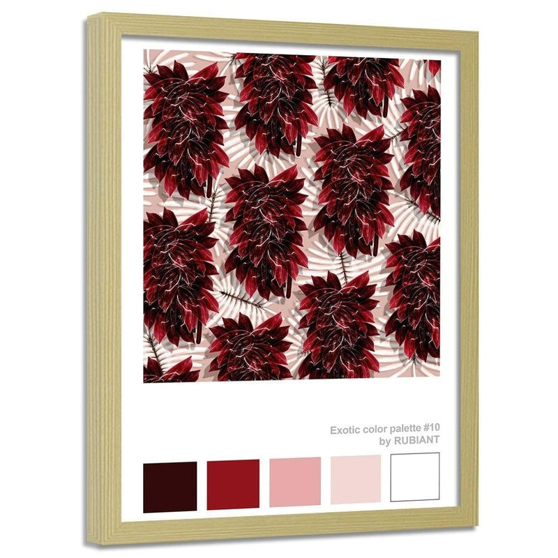 Glezna bēšā rāmī - Leaves Exotic Red  Home Trends DECO