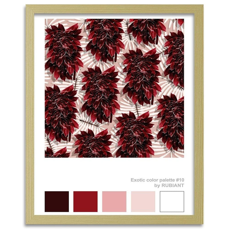 Glezna bēšā rāmī - Leaves Exotic Red  Home Trends DECO