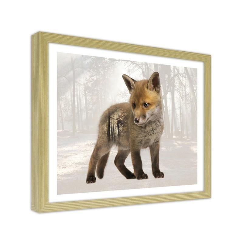 Glezna bēšā rāmī - Little fox  Home Trends DECO