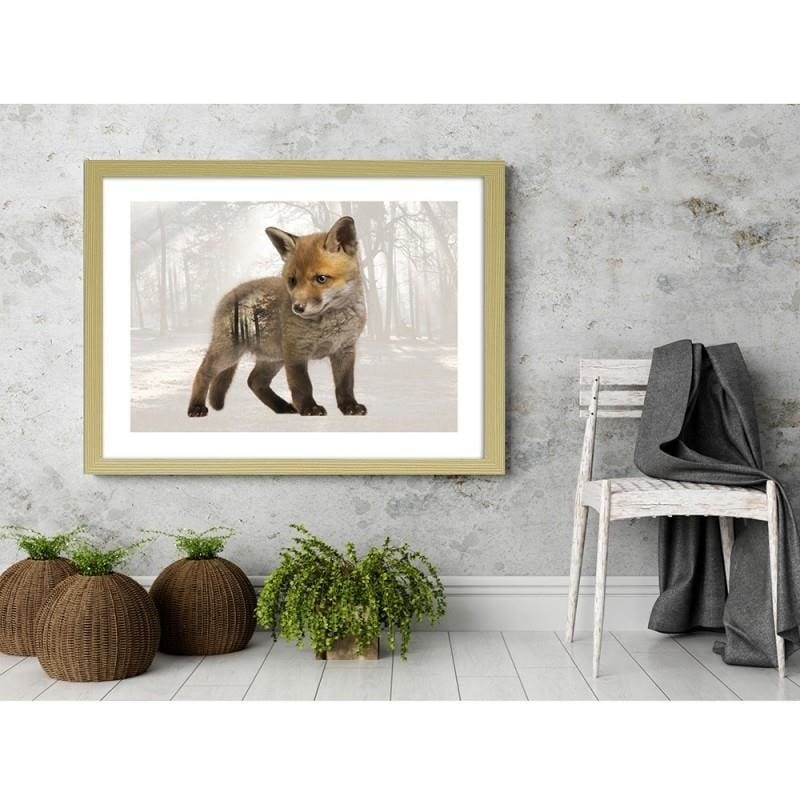 Glezna bēšā rāmī - Little fox  Home Trends DECO