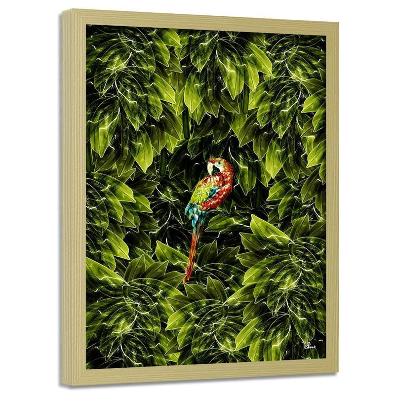 Glezna bēšā rāmī - Macaw Tropical Green  Home Trends DECO