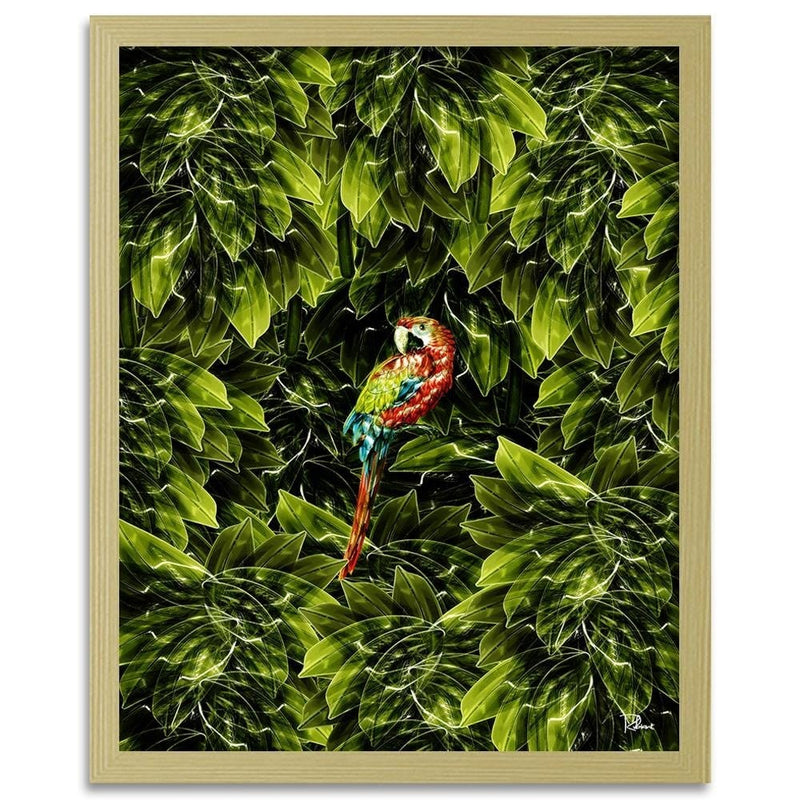 Glezna bēšā rāmī - Macaw Tropical Green  Home Trends DECO