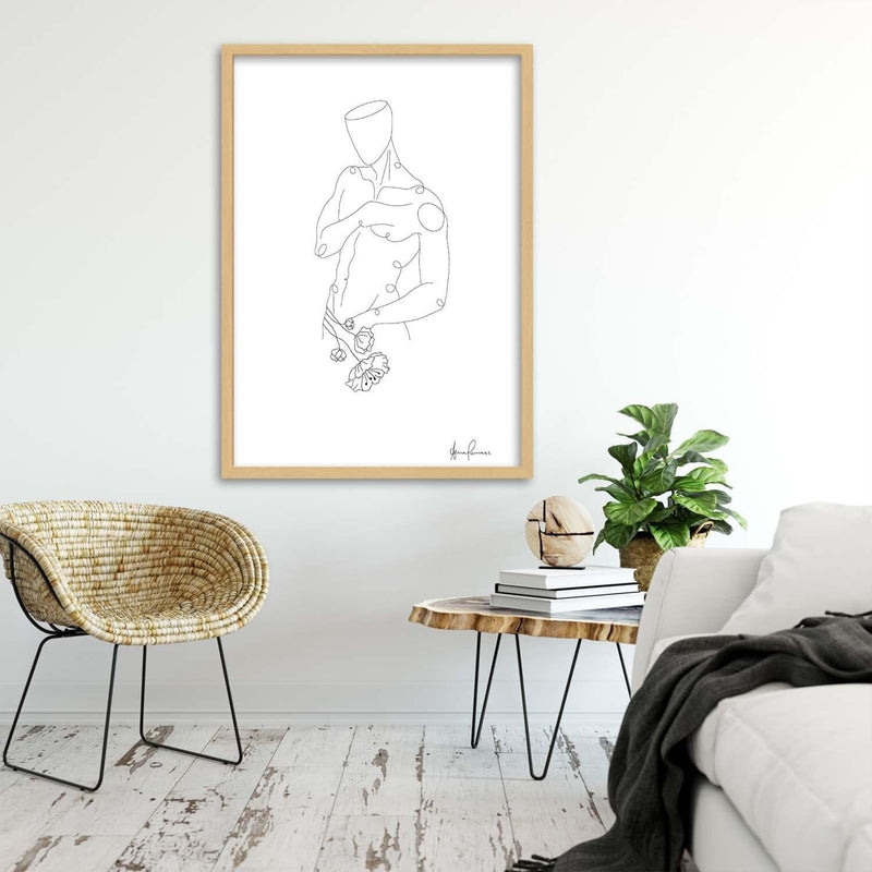 Glezna bēšā rāmī - Man's Figure Of Minimalism  Home Trends DECO