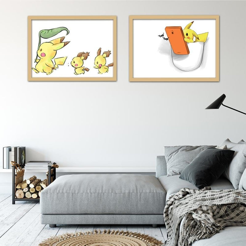 Glezna bēšā rāmī - Manga Strolling Yellow Creatures  Home Trends DECO