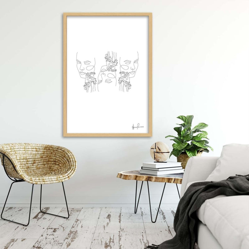 Glezna bēšā rāmī - Minimalism Faces  Home Trends DECO