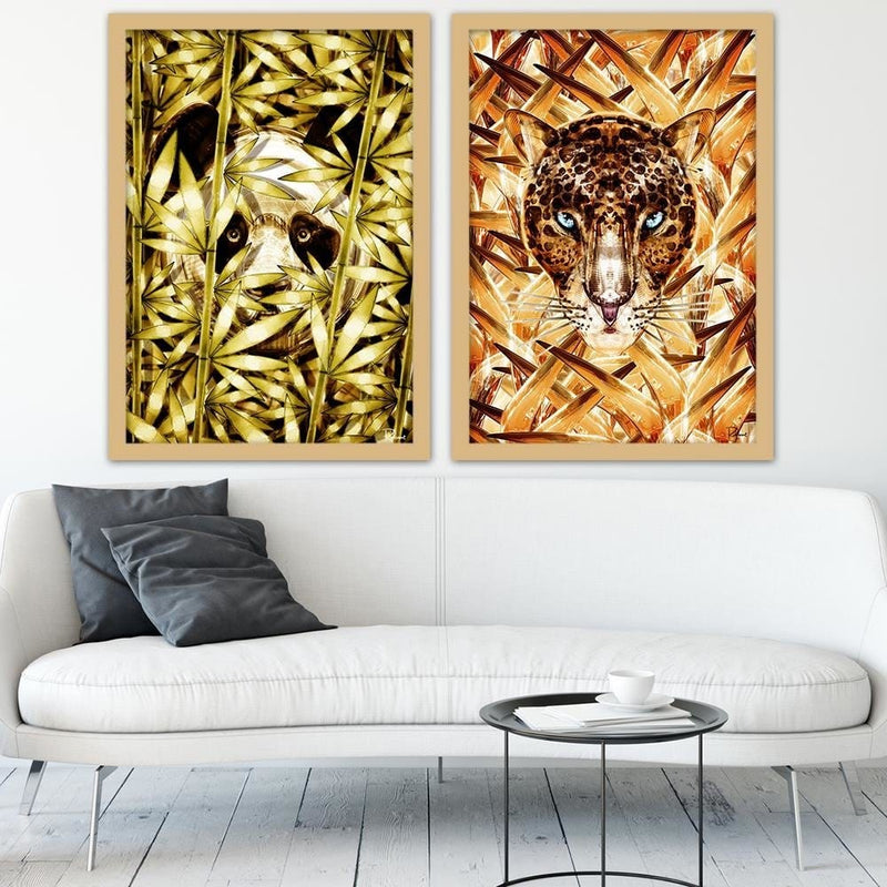 Glezna bēšā rāmī - Monkeys Image Animal Print Brown  Home Trends DECO