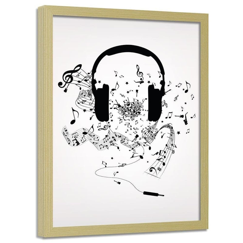 Glezna bēšā rāmī - Music Morife Image Black And White  Home Trends DECO