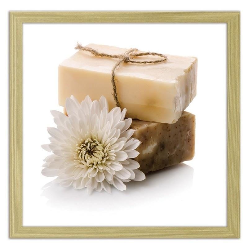 Glezna bēšā rāmī - Natural soap with a flower  Home Trends DECO