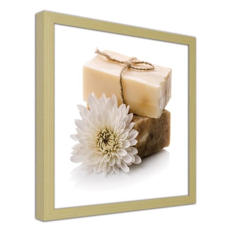 Glezna bēšā rāmī - Natural soap with a flower  Home Trends DECO