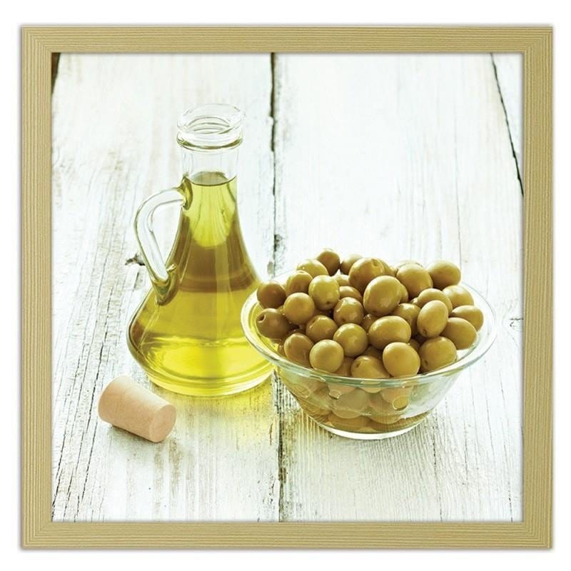 Glezna bēšā rāmī - Olives in a bowl and oil  Home Trends DECO