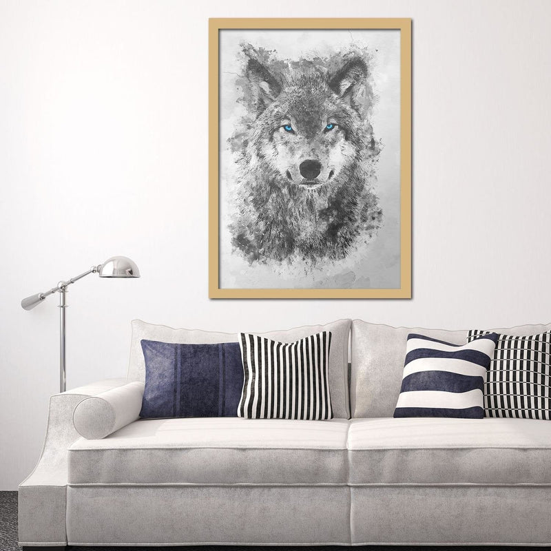 Glezna bēšā rāmī - Painted Wolf  Home Trends DECO