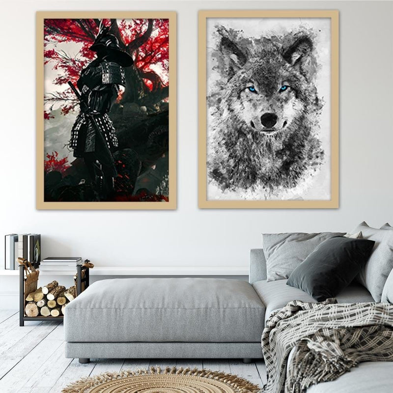 Glezna bēšā rāmī - Painted Wolf  Home Trends DECO